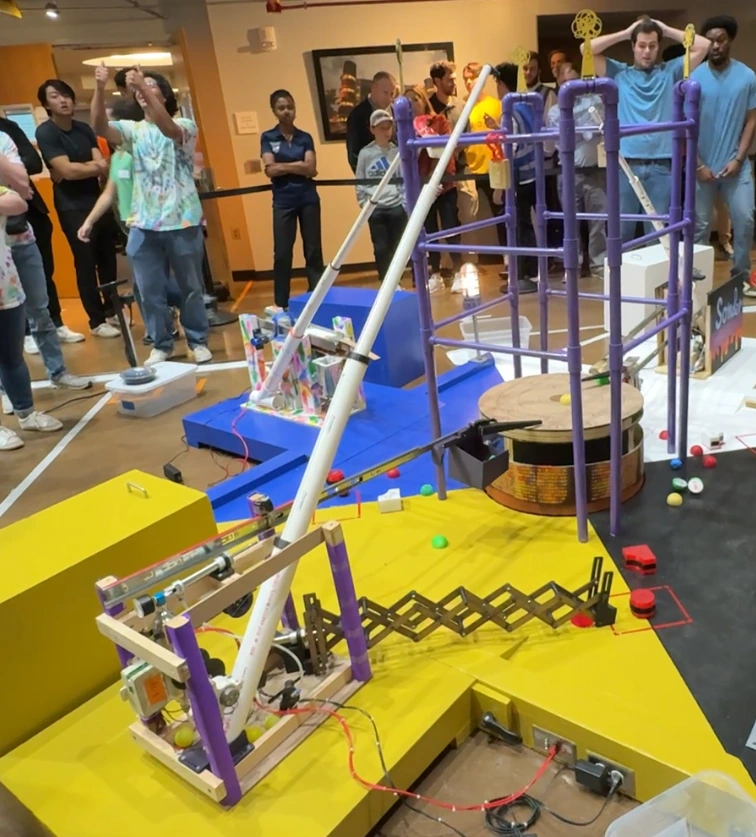 Final Mind-inator robot with its mechanisms deployed during the final competition