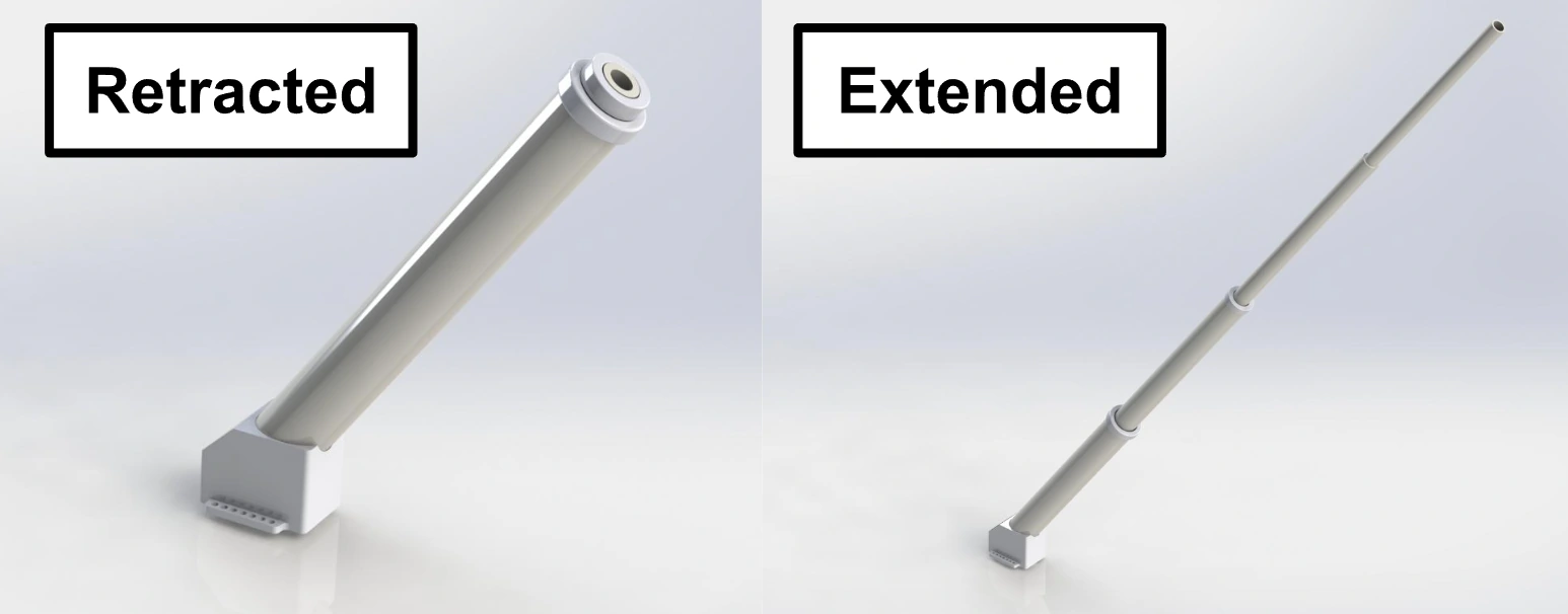 CAD comparison of the PVC telescoping lift in retracted and extended configurations